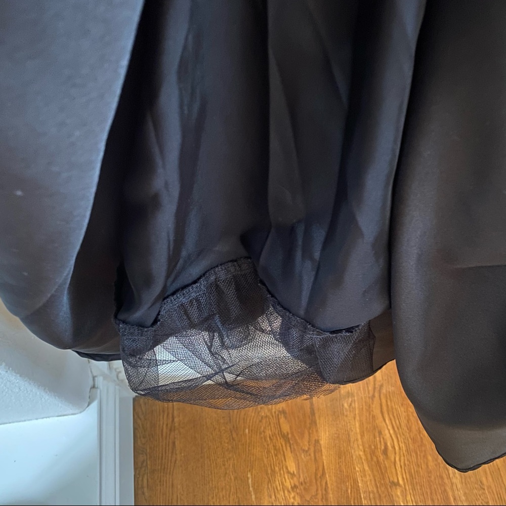 Bari Jay Black Sequin Satin Tulle Petticoat Diamond Button Formal Gown Dress 3/4 - Picture 6 of 12